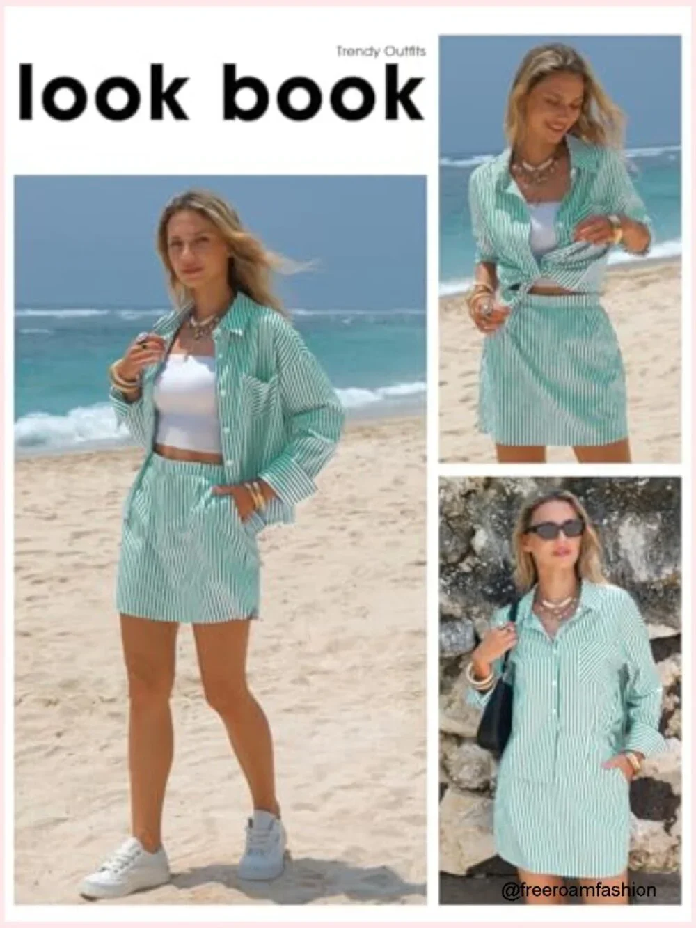 2 Piece Skirt Set 100% Cotton Long Sleeve Button Down Mini Skirt Outfit